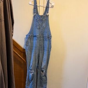 Old Navy Blue Denim Overalls with Brass Hardware